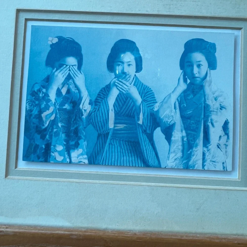 See No Evil, Hear No Evil, Speak No Evil monochromatic framed